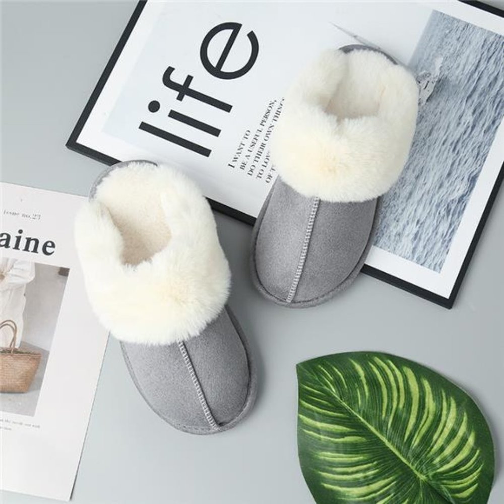 Faux Suede Center Seam Slippers - Picture 2 of 16